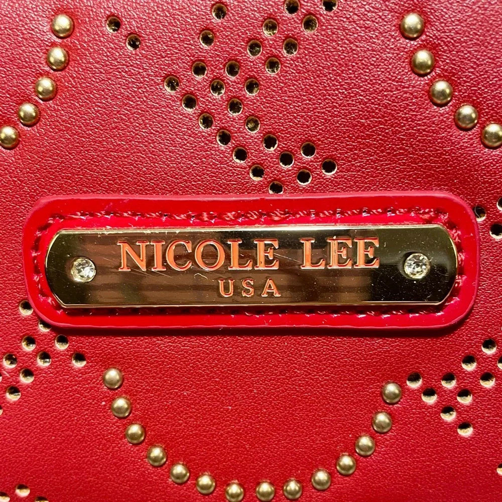 Nicole Lee NL Laser Cut Monogram Shopper with Studding, NWT and Dustbag